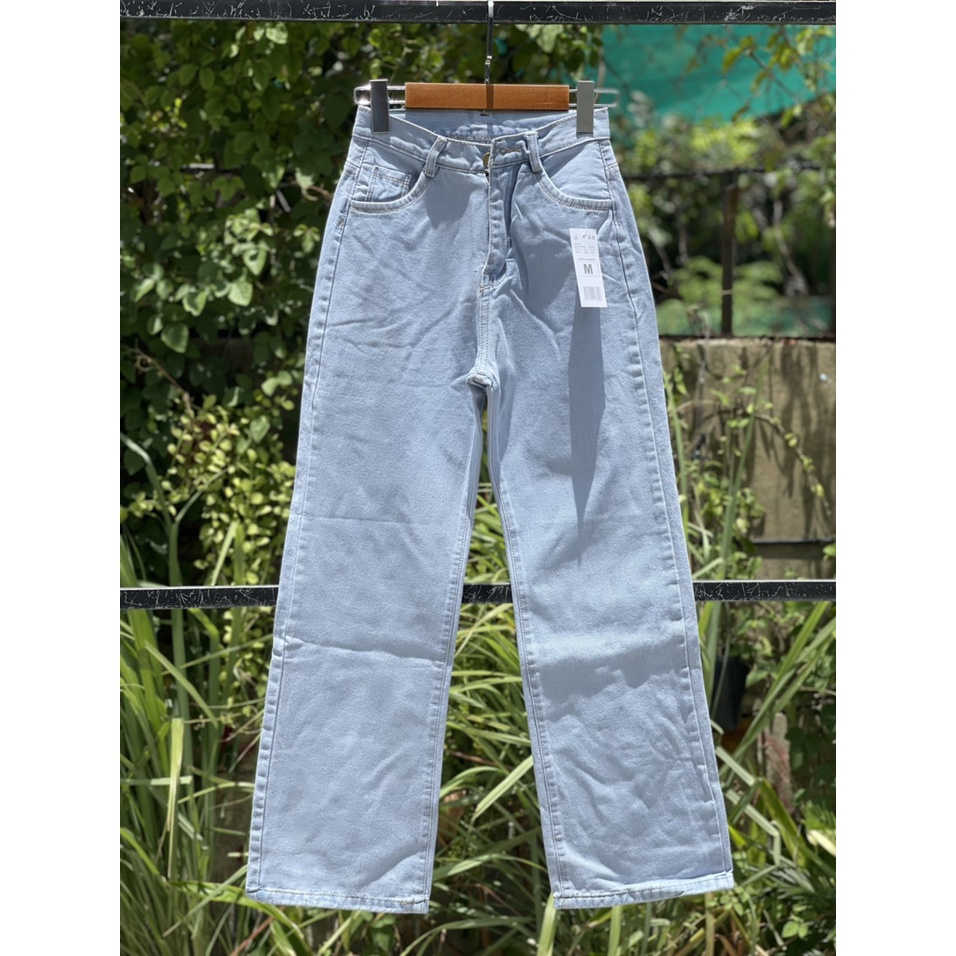 Quần Jeans Nữ Simple Jeans Lưng Cao Dáng Suông Ống Rộng Ulzzang Cực Chất - Mã 3231 | BigBuy360 - bigbuy360.vn