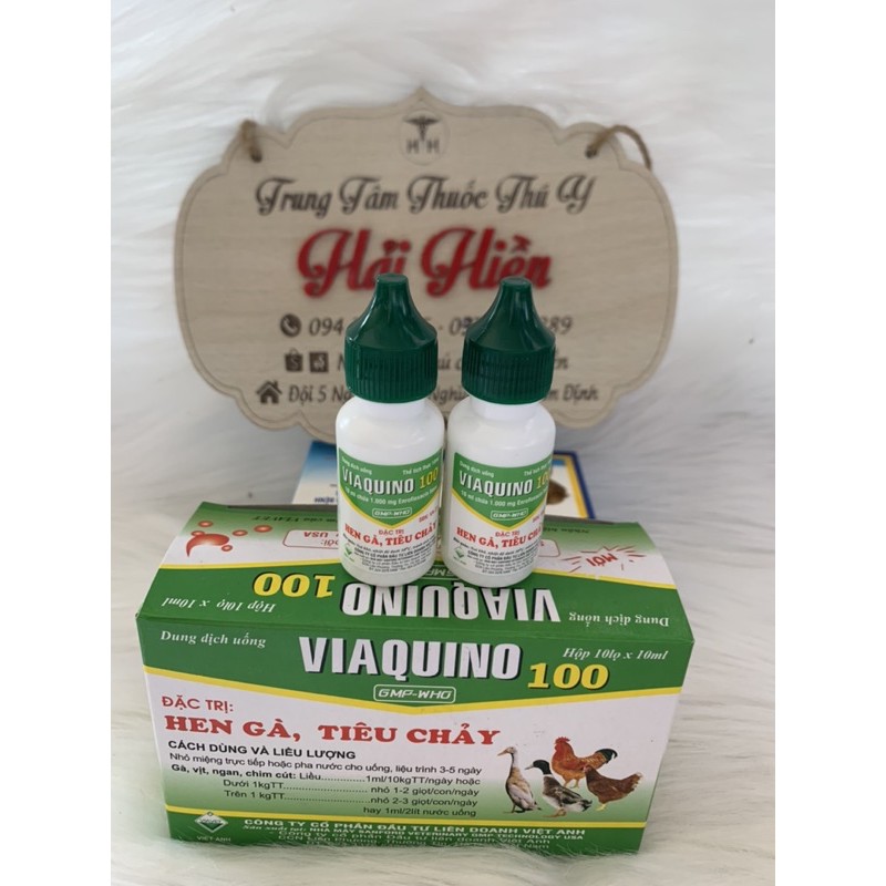 5 lọ 10ml VIAQUINO 100 - hen gà, tiêu chảy- dùng tốt cho gà, vịt, ngan, chim cút