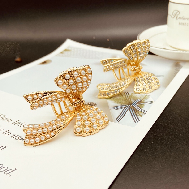 Kẹp Tóc Nơ Đính Ngọc Trai Toàn Diện Sang Trọng