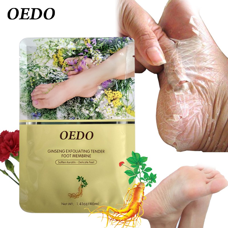 OEDO 2Packs Ginseng Exfoliating Foot Mask+Rose Polypeptide Moist Hand Cream 30g