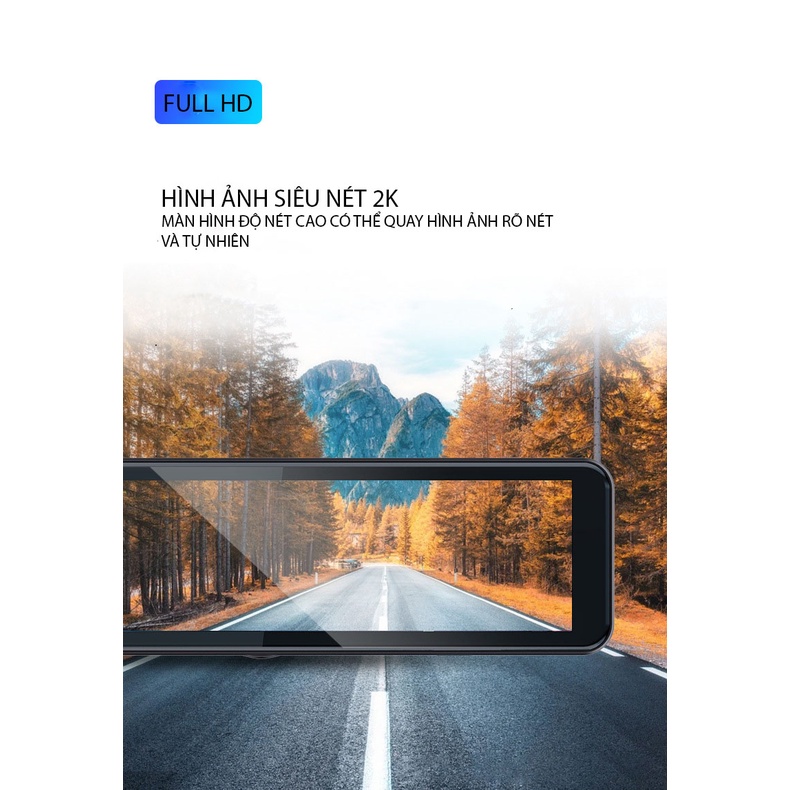 Camera hành trình ô tô A10 kết nối Carplay / Android Auto hỗ trợ wifi bluetooth màn hình 4K phía trước và 1080p phía sau