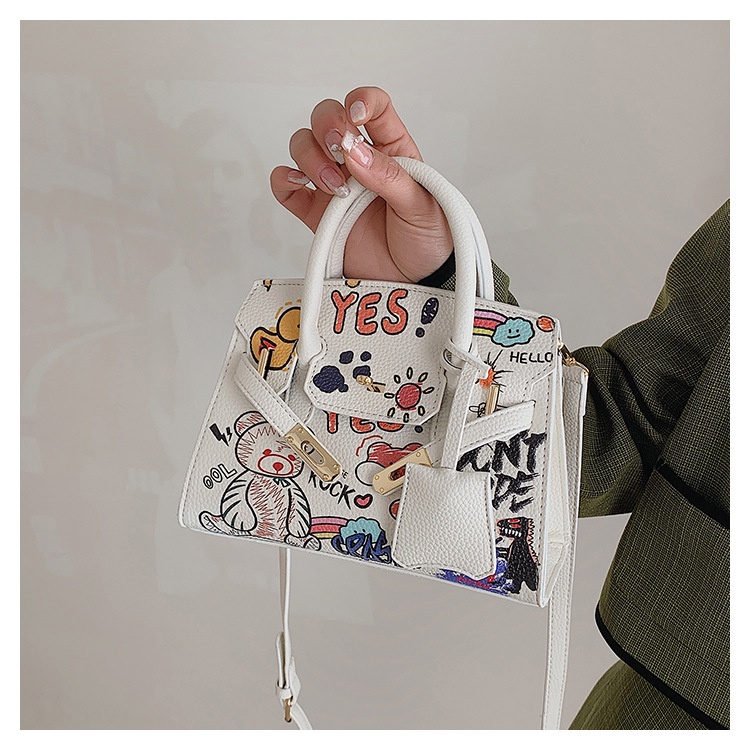 Túi Xách Đeo Vai Kelly Cỡ Nhỏ Họa Tiết Graffiti Độc Đáo Thời Trang Mùa Hè 2022 Cho Nữ