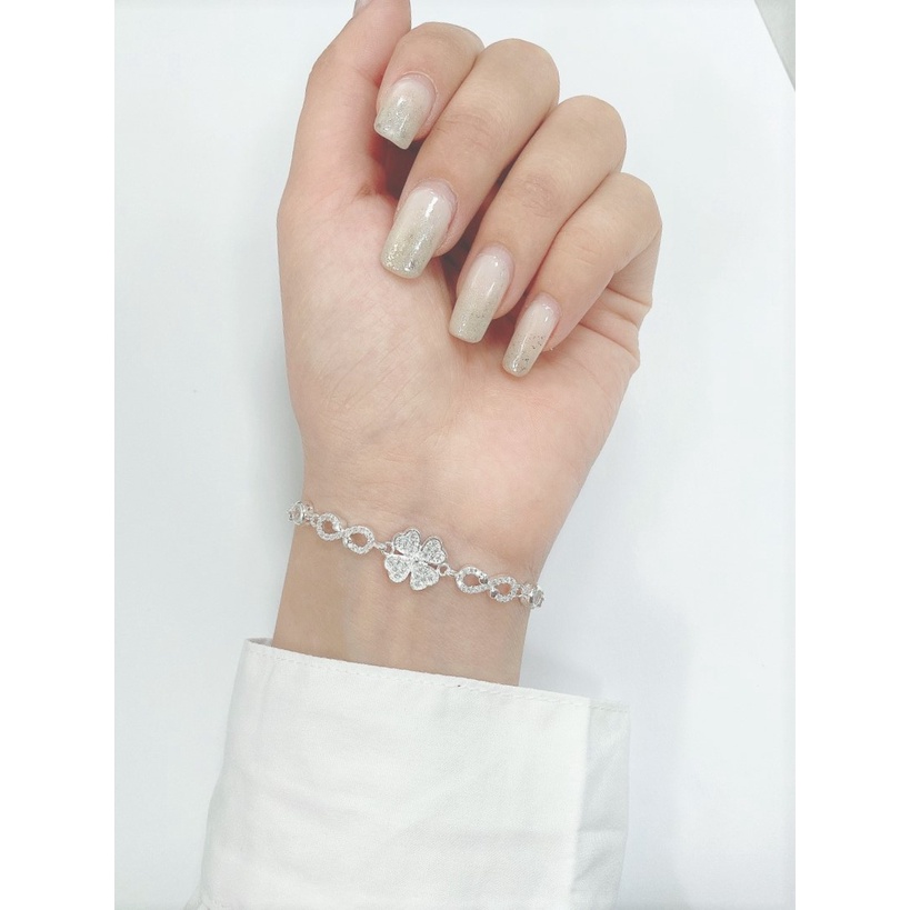 Lắc tay bạc nữ cỏ 4 lá may mắn - Trang sức bạc Evasilver