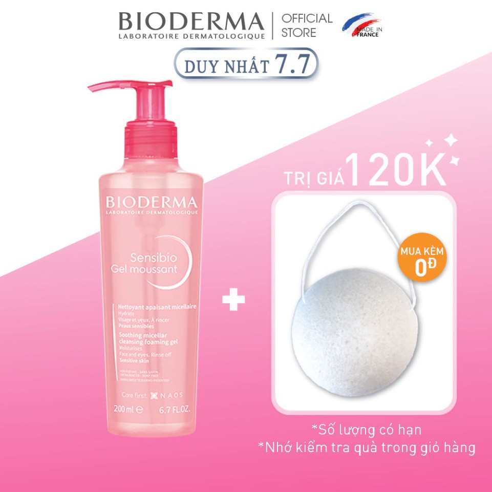 Gel rửa mặt tạo bọt cho da nhạy cảm Bioderma Sensibio Gel Moussant - 200ml mã 7565