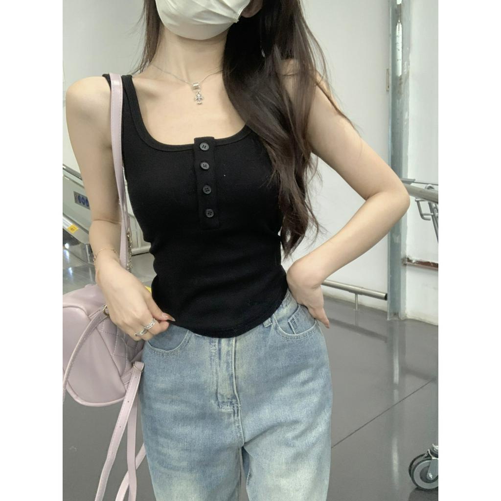 Áo Hai Dây Dáng Dài Ôm Sát Viền Cong Phong Cách Âu Mỹ Cho Nữ