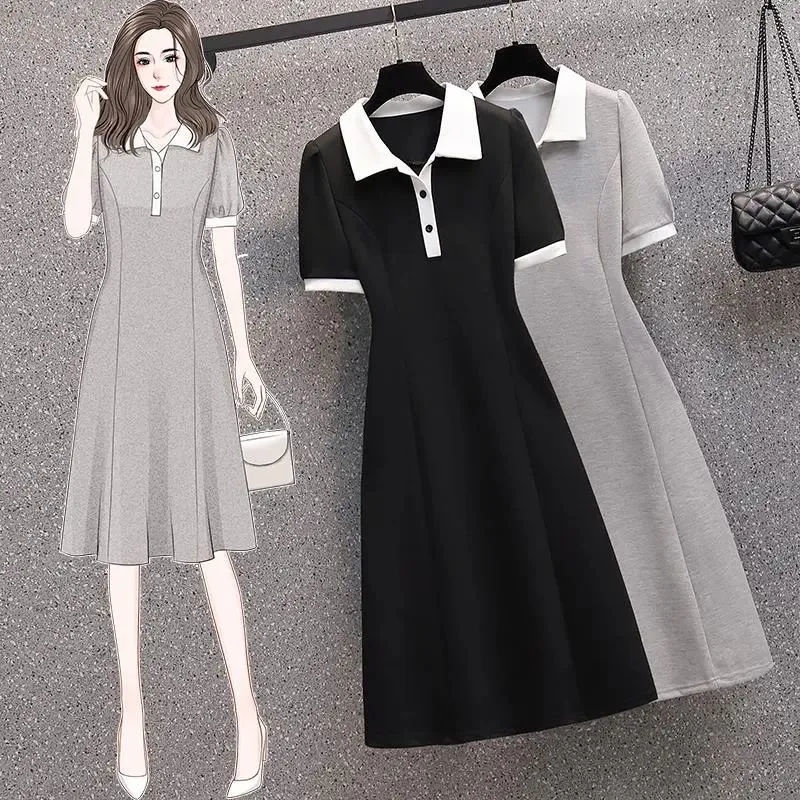 Đầm Dài Tay Ngắn Cổ POLO Plus size Cho Nữ