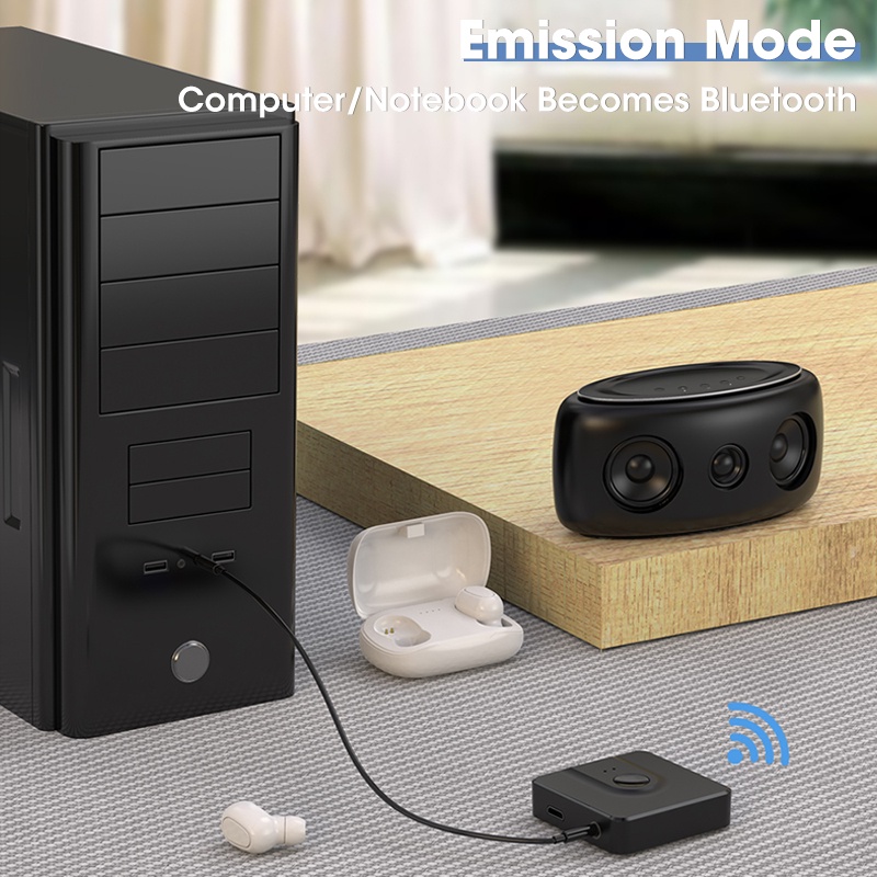 Thiết Bị Truyền Nhận Tín Hiệu Âm Thanh Bluetooth 5.0 2 Trong 1 Giắc Cắm 3.5mm Sang 2RCA AUX BT-10 Chuyên Dụng Cho Xe