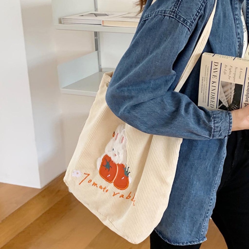 Túi Xách Đeo Vai Vải Nhung Kẻ Cỡ Lớn Phong Cách Cổ Điển