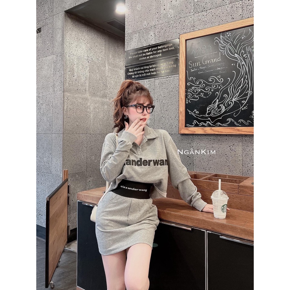 [ 𝐅𝐑𝐄𝐄 𝐒𝐇𝐈𝐏 ]  SÉT VÁY LEN CỔ BẺ CẠP CHỮ