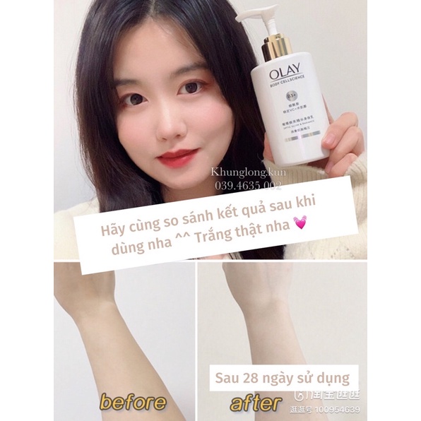 Sữa dưỡng thể dưỡng trắng da OLAY BODY Cellscience B3 + Retinol body lotion