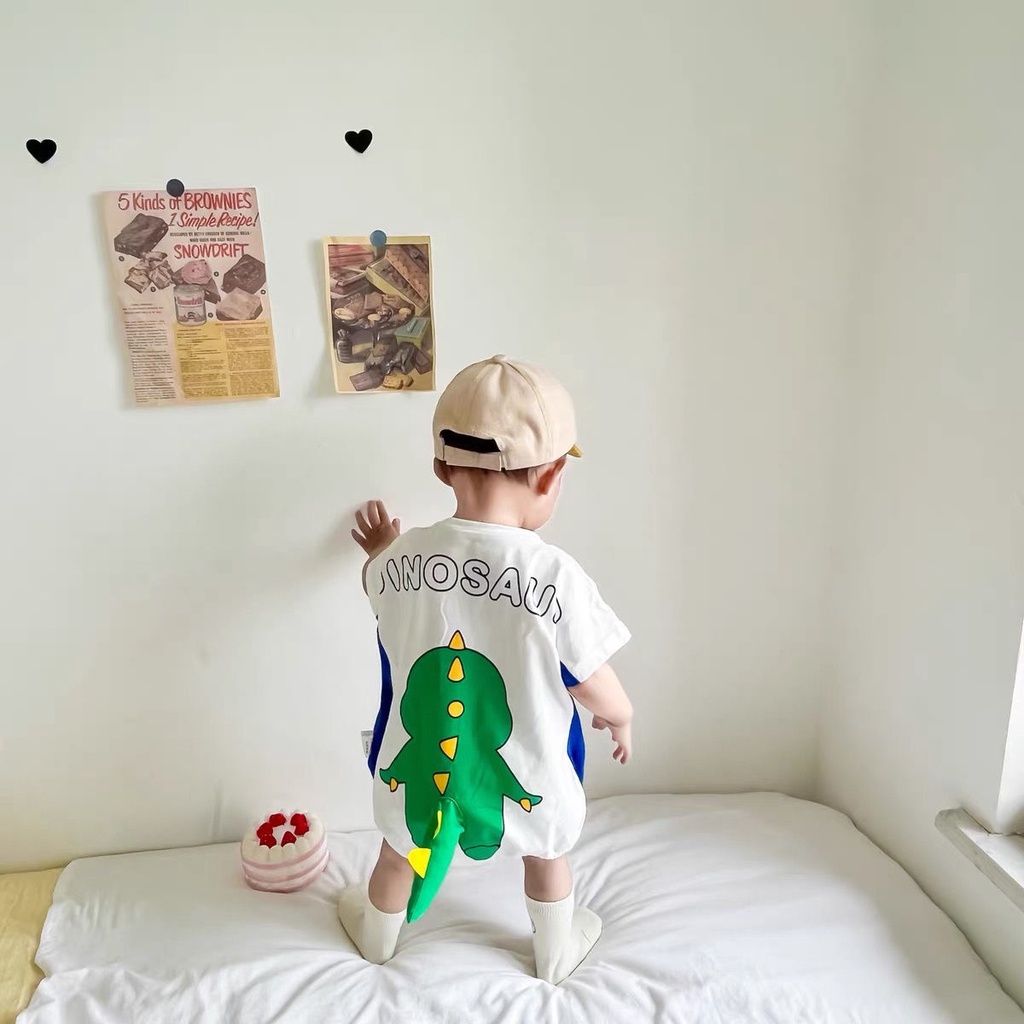 Body cộc tay kèm tất họa tiết hổ và khủng long cho bé trai bé gái hàng QCCC loại 1, bộ cho bé từ 6-13kg