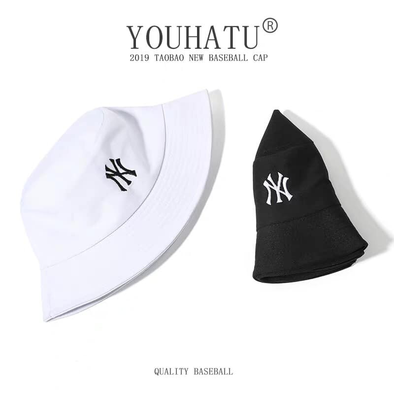 Mũ mềm 2 mặt - Mũ bucket 2 mặt thêu chữ NY siêu hot