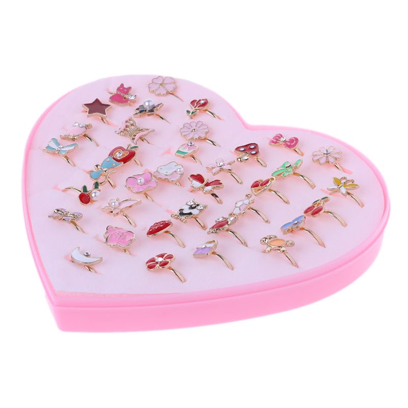 Set 5 nhẫn đồ chơi thiết kế trang trí hoạt hình dễ thương cho bé