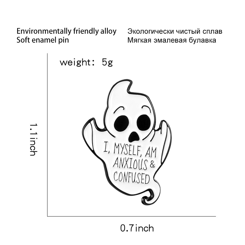 Ghim cài áo sơ mi/túi xách QIHE JEWELRY hình ma dễ thương làm quà halloween cho bạn bè