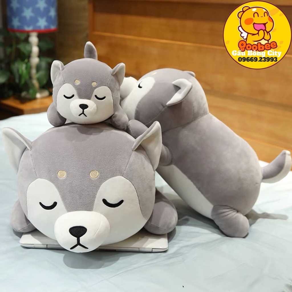 Gấu Bông Cho Bé Chó Bông Shiba Nằm Ngủ Siêu Dễ Thương