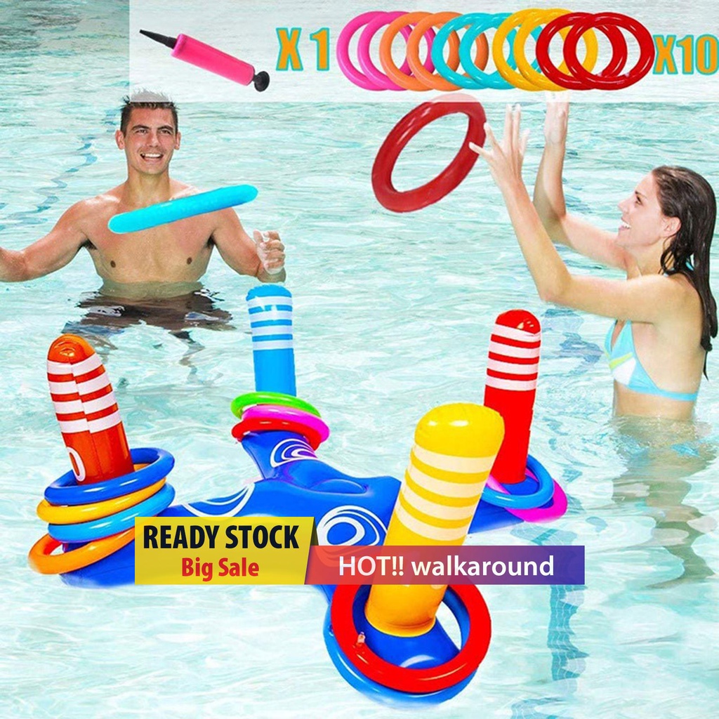 walkaround Inflatable Cross Ring Toss Game Inflator Beach Floating Party Game Kit