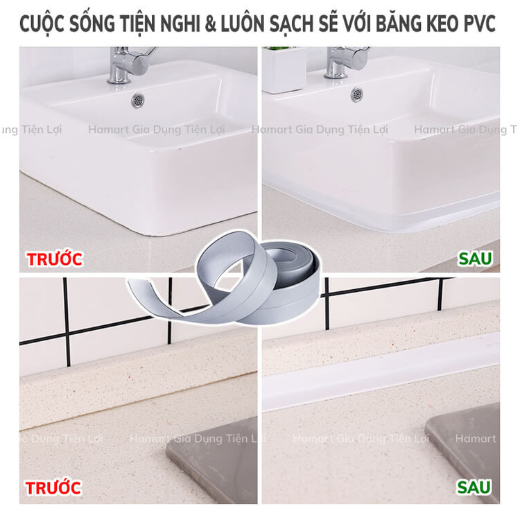 Băng Keo PVC Dán Viền Bếp Chống Dầu Mỡ Băng Dính Dán Mép Tường Chống Ẩm Mốc BẢN LỚN 3.8CM