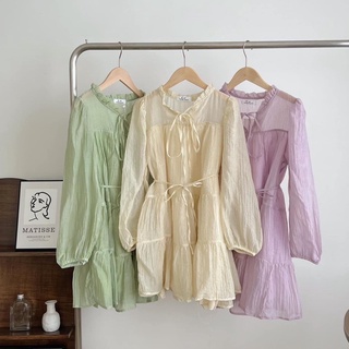 Đầm babydoll tơ kèm dây buộc (ảnh thật/ có sẵn)