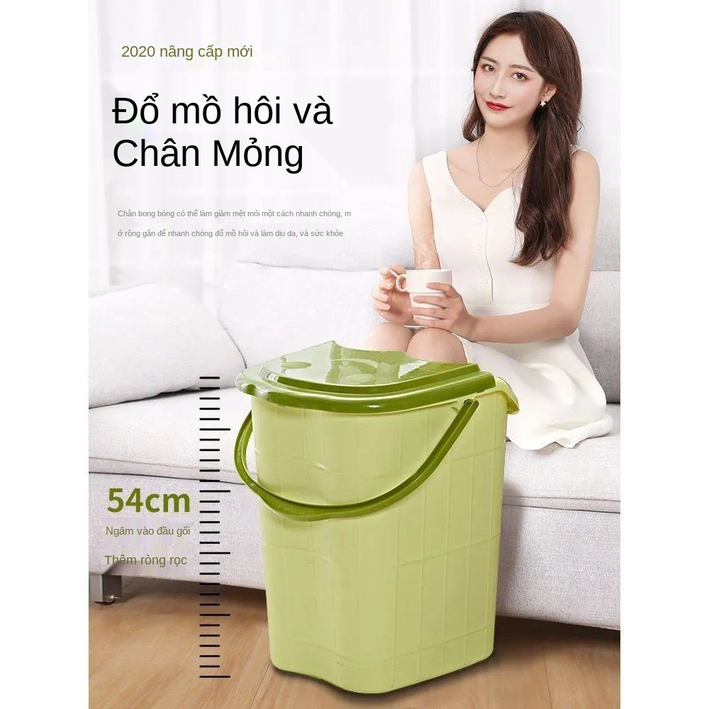 ❉℡Xô ngâm chân gia đình trên bắp bằng nhựa tăng cường độ sâu cao có nắp cách nhiệt đầu gối Thùng