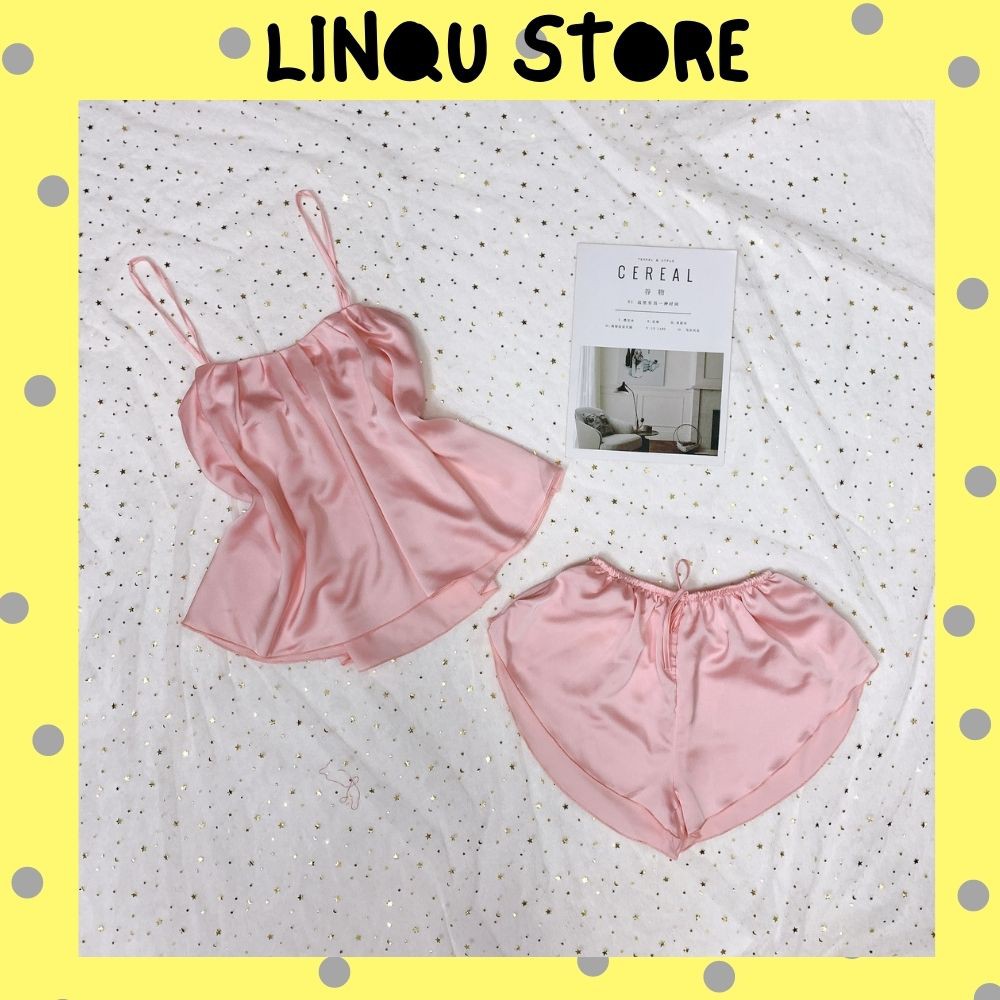 Đồ ngủ sexy 🌸☘️ Freeship 🌸 Đồ ngủ sexy 2 dây lụa satin mềm mịn Freesize 40-60kg - Linqu Sleepwear