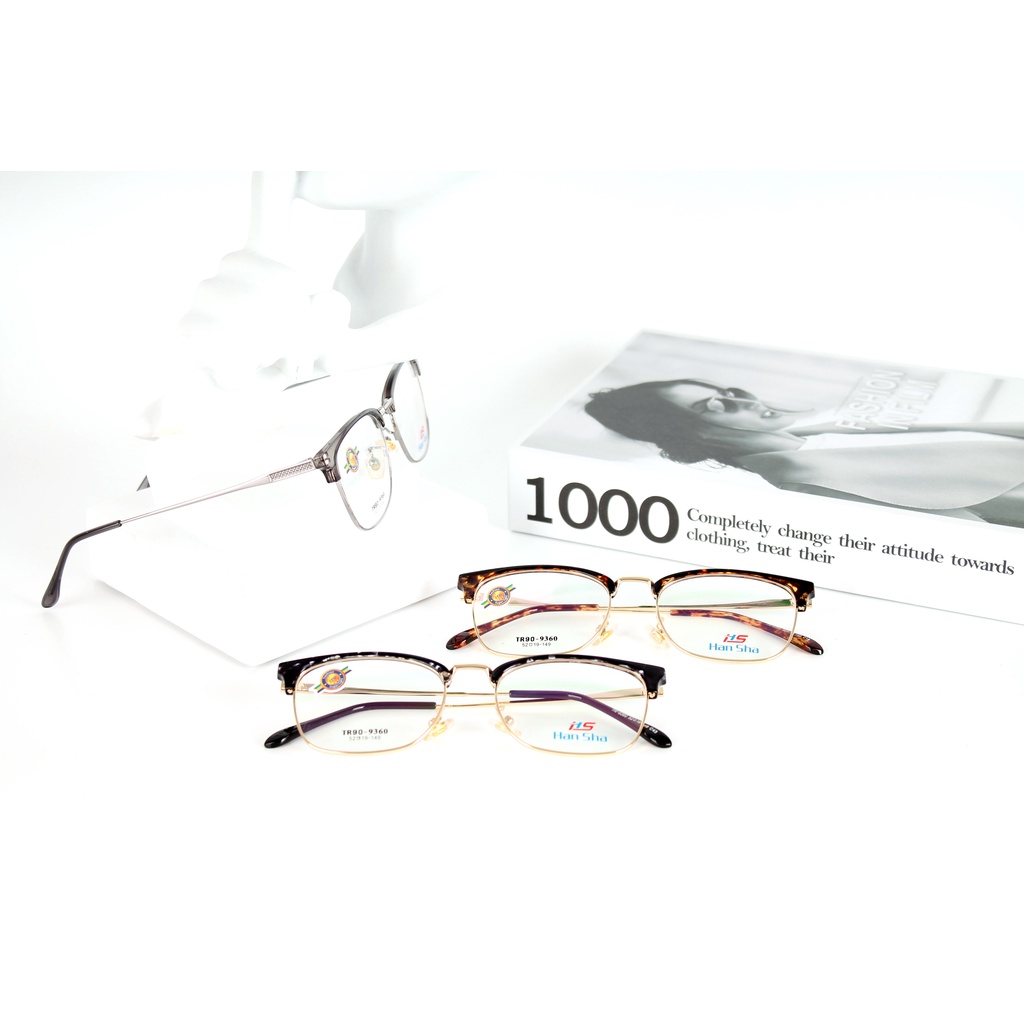 Gọng kính TR90 phối càng hợp kim cao cấp bền đẹp thời trang – hàng chính hãng Ouress 9360