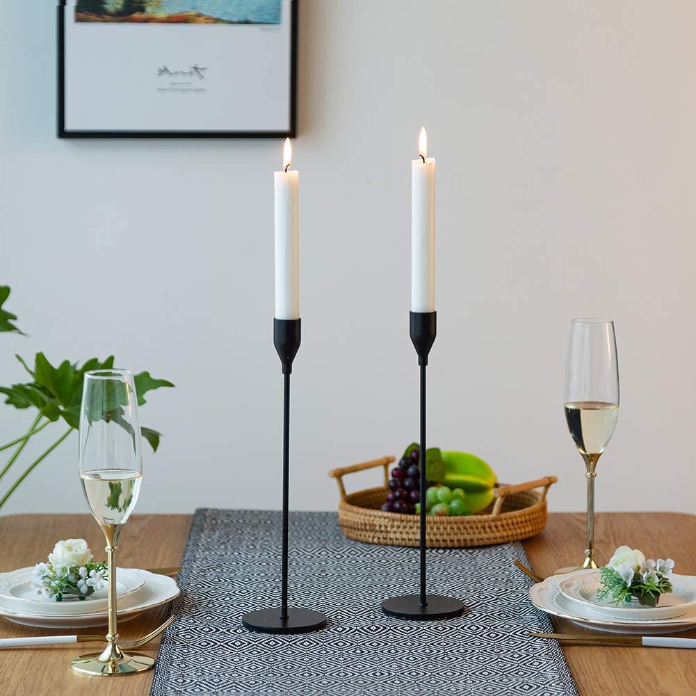 Bộ 3 chân nến trơn đen phong cách tối giản Nodric, chân nến trang trí tiệc bán kèm nến