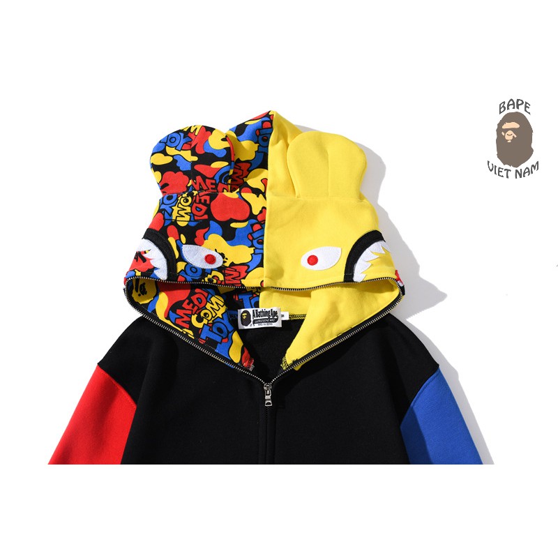 [ODER] Jacket Bape Shark x Medi Com Toy fullzip , Áo khoác Hoodie Bape Cá Ngáo 2 tai siêu Cute