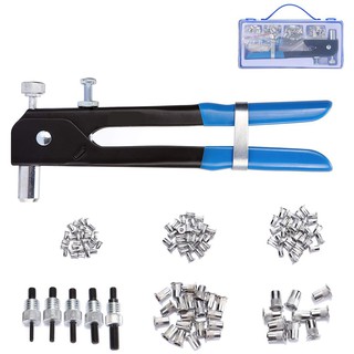 126pcs Kit Set Blind Rivet Nut Hand Riveter Tool Wrench Threaded Insert Rivnut N