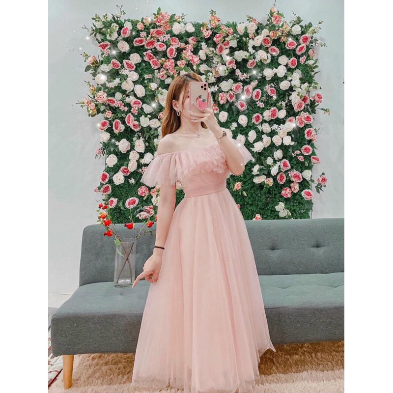 ĐẦM CÔNG CHÚA XẾP LY EO  NHÚNG MẶT TRĂNG