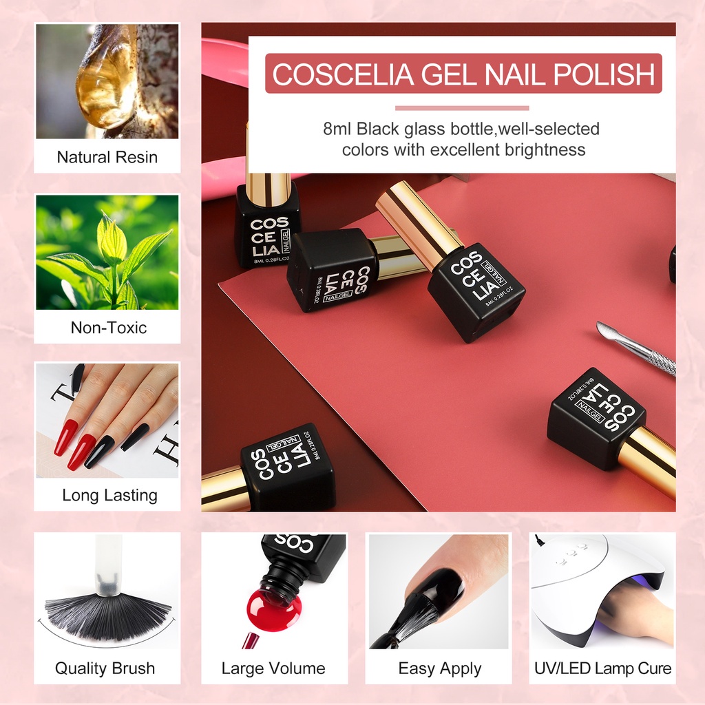 [Hàng mới về] Sơn móng tay COSCELIA 8ml Gel UV với 6 màu sắc tùy chọn