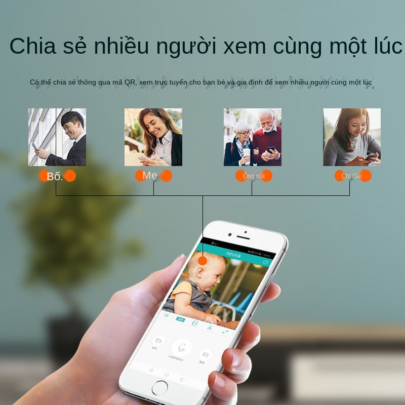 Camera kết nối với điện thoại di động mạng wifi không dây từ xa nhìn ban đêm độ nét cao Màn hình xoay 360 trong nh