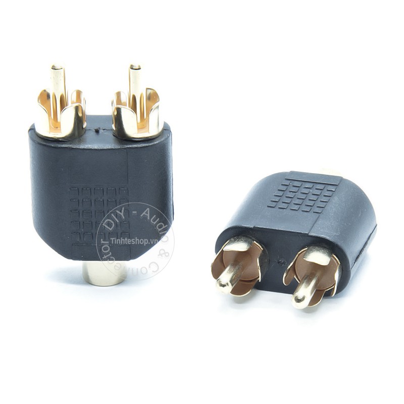 1 chiếc - Đầu đổi audio 3.5mm cái sang 2 jack bông sen AV đực - Rắc cắm chia âm thanh 3.5mm ra 2 AV RCA