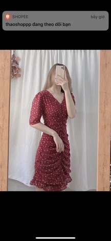 ĐẦM HOA NÚT BỌC NHÚNG KÈM ẢNH THẬT