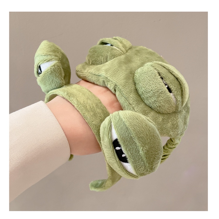 Băng Đô Cài Tóc Rửa Mặt Hình Chú Ếch Xanh Lá Nhồi Bông Dễ Thương Thời Trang 20