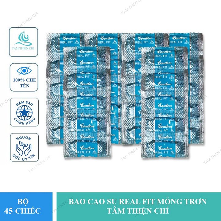Bao cao su Tâm Thiện Chí Real Fit size nhỏ túi 45 cái
