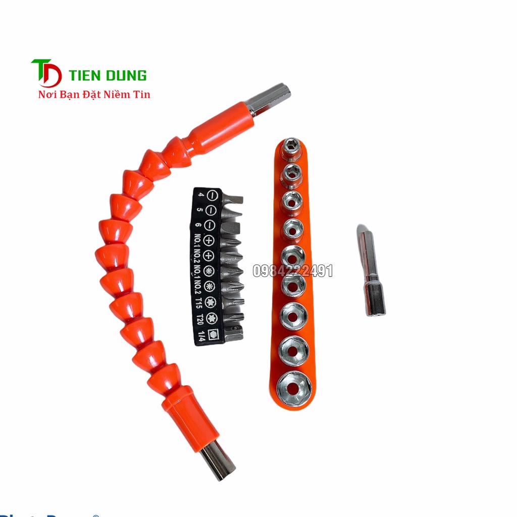 Bộ Phụ Kiện Tháo Vít 21 Chi Tiết Có Thanh Nối Dài Cho Máy Khoan