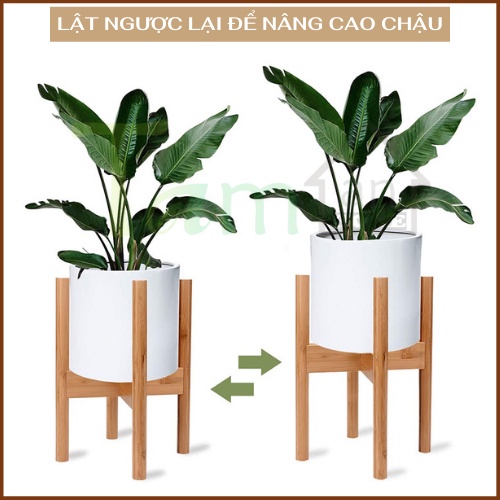 Giá đỡ chậu TAMAN HOME, chân kê chậu, đôn kê chậu bằng tre, chịu nước, phù hợp kích thước chậu từ 20-30cm