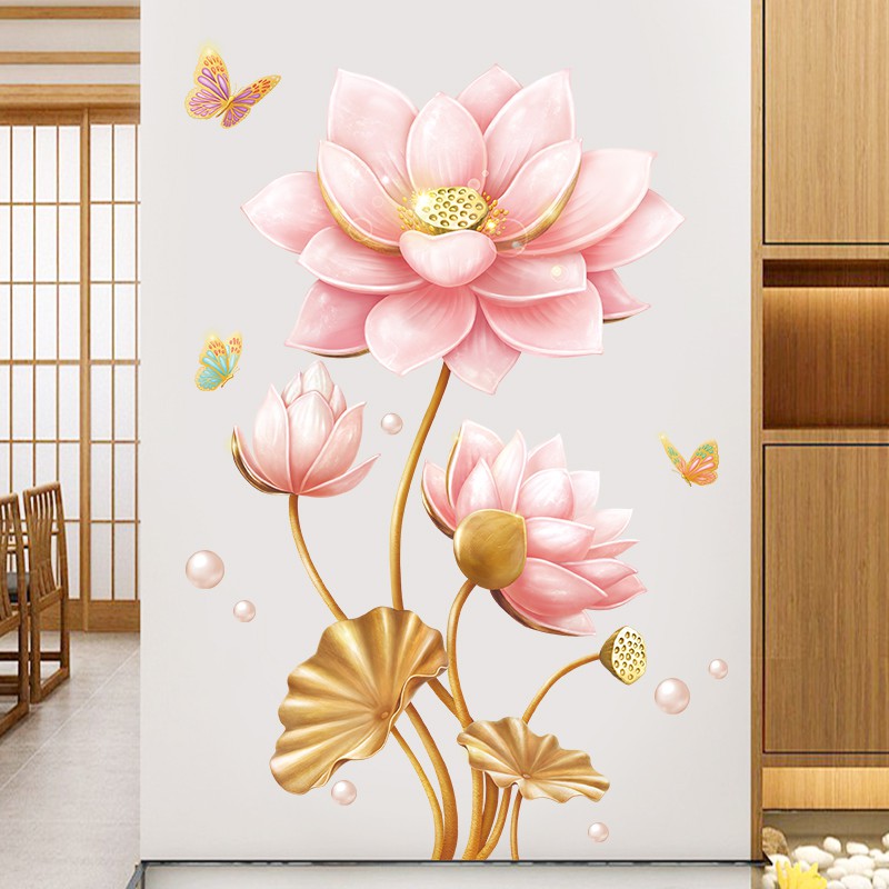 decal dán tường hoa sen