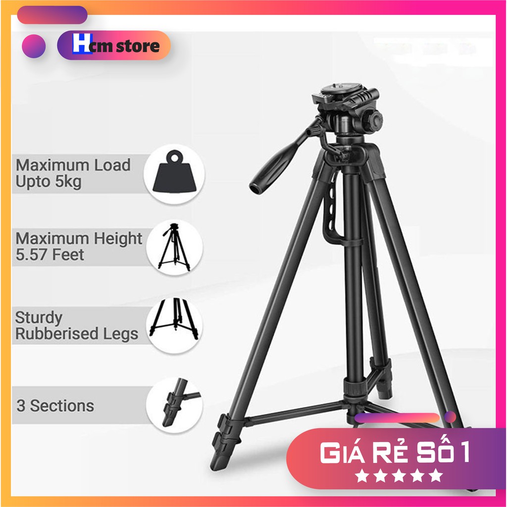 Tripod 3366 Loại Tốt Cho Máy Ảnh, Điện Thoại Vật Liệu Hợp Kim Cao Cấp