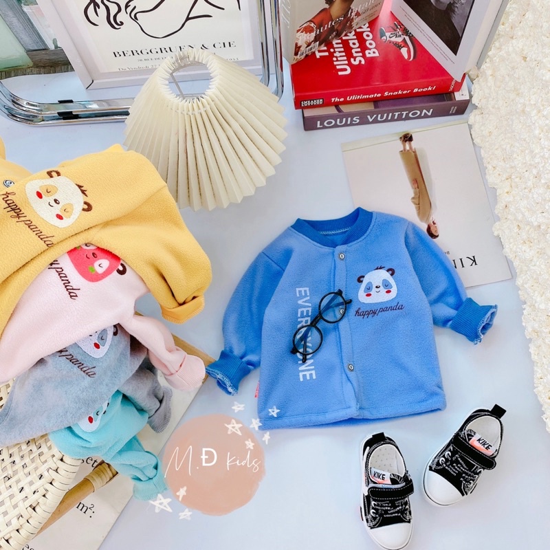 Áo khoác cổ trụ chất nỷ bông 2 mặt cho bé (4-12kg)