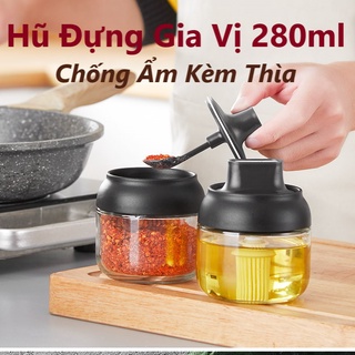 Hũ Đựng Gia Vị, Hũ Thủy Tinh Đựng Gia Vị, Lọ Đựng Gia Vị, Dầu Ăn, Mật Ong Xanh Dương 280ml Chống Nước, Ẩm Mốc, Côn Trùng