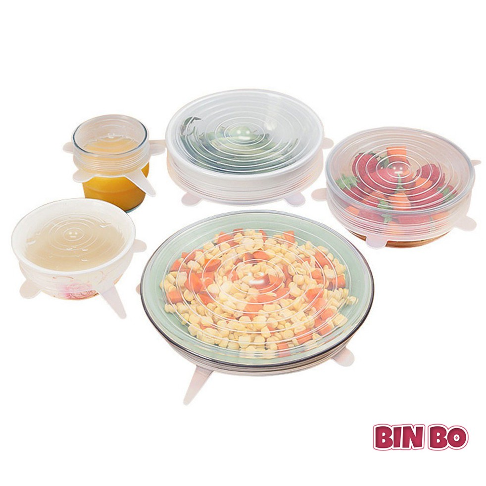 Bộ 6 nắp đậy Silicone chống đổ - tạp hóa bin bo