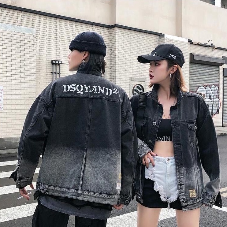 Áo Khoác Jeans Loang Ulzzang Phong Cách Unisex Cho Cả Nam Và Nữ Vải Jeans Xuất Dày Dặn