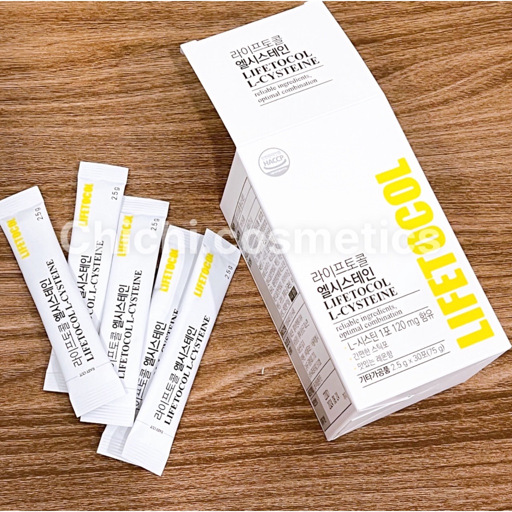 Bột uống huỷ nám, trắng da Lifetocol lcystine 120mg hộp 30 gói