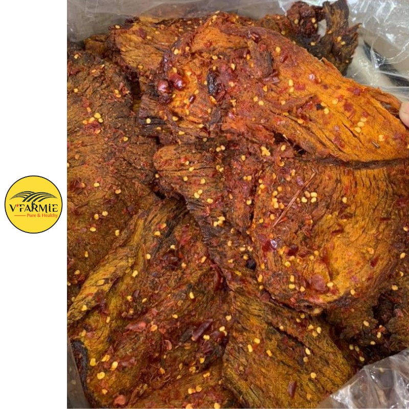 Khô bò miếng mềm hũ 300g - đồ ăn vặt Vfarmie Sài Gòn