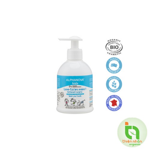 Nước rửa tay trẻ em hữu cơ Alphanova 300ml