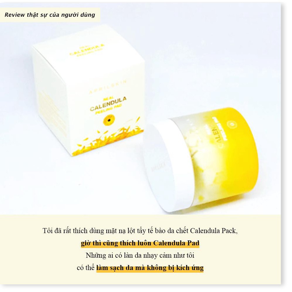 [Mã giảm giá] Toner Dạng Miếng Aprilskin Real Calendula Peeling Pad 120g (60 miếng) + Tặng kèm 1 băng đô tai mèo (màu ng