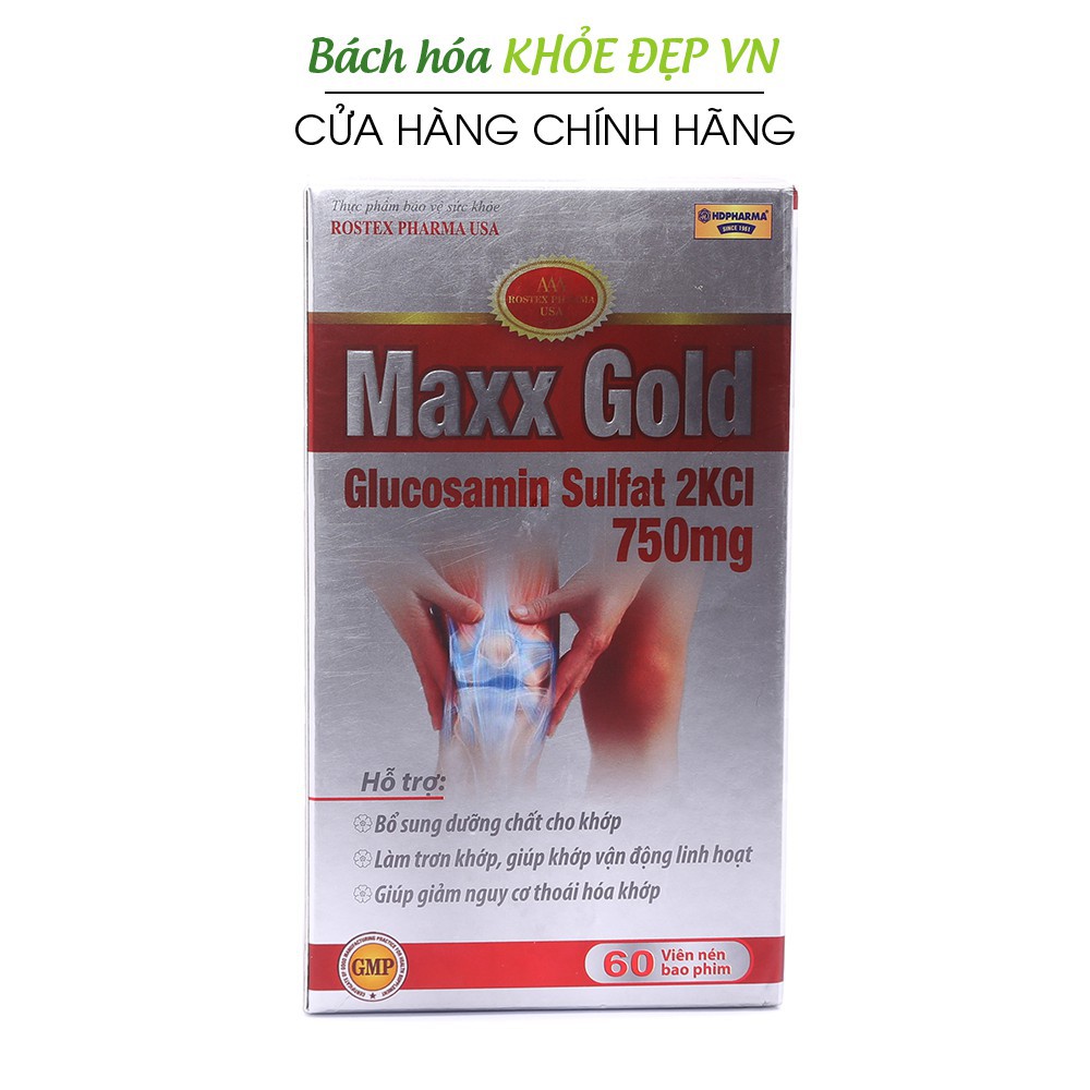 Viên Uống Bổ Xương Khớp Maxx Gold Glucosamine giảm đau nhức xương khớp - Hộp đỏ 60 viên