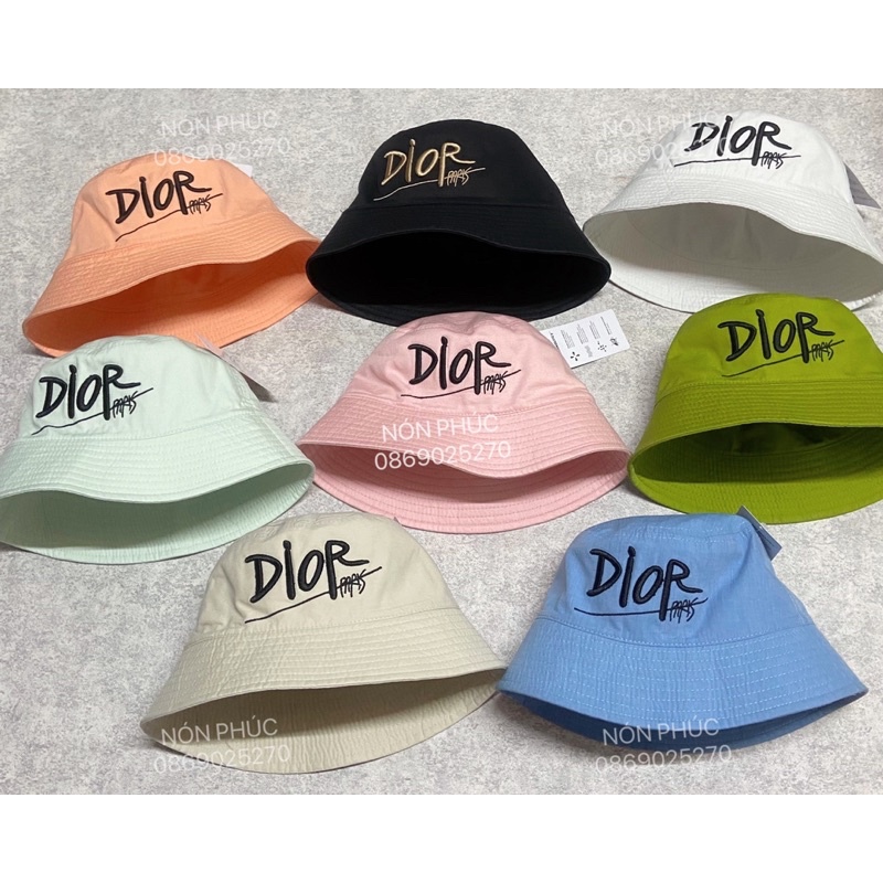 MŨ BUCKET KAKI XỊN 2 MẶT THÊU DIO THỜI TRANG