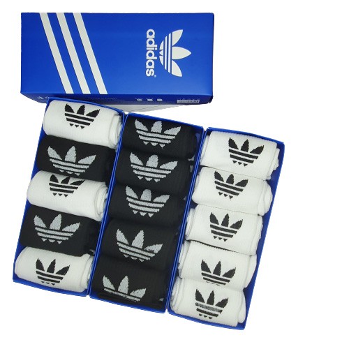 Tất nam, Tất nữ cổ cao thể thao [Hộp 5 đôi Adidat 3 sọc] Cotton hàng dày xuất dư, hộp quà tặng PHỤ KIỆN DRAMA MS007